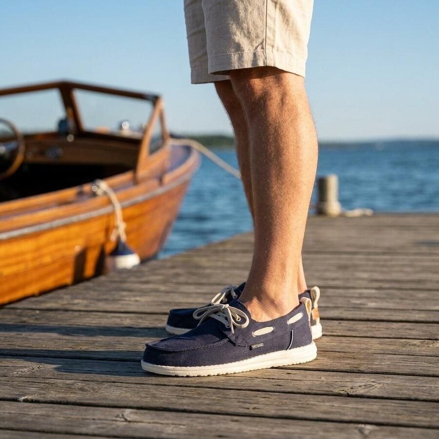 HEYDUDE Hey Dude Harbor Breeze Bootschoenen blauw Textiel - Foto 2
