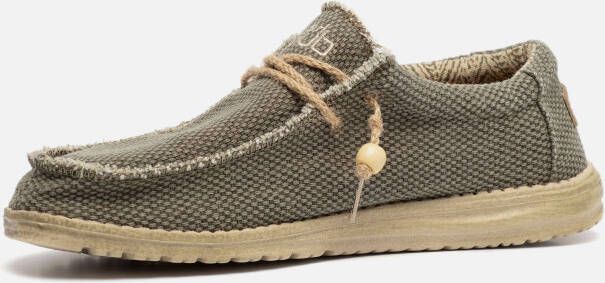 HEYDUDE Wally Braided Instappers groen Canvas