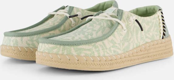 HEYDUDE Wendy Espadrille Retro Palm Dames Instappers Celadon Green White