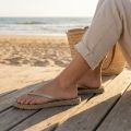 Ilse Jacobsen Hornbæk Glitter flip-flop in gewaad-geweven blik Blauw Dames - Blauw