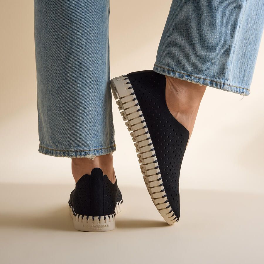 Ilse Jacobsen Instappers Dames Instapschoenen Damesschoenen Canvas Tulip 3275 Zwart - Foto 4