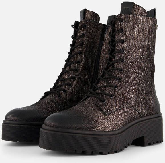 Lazamani Metallic Veterboots grijs Leer