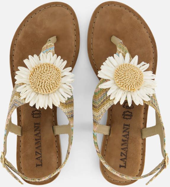 Lazamani Sandalen Flower beige Leer Dames