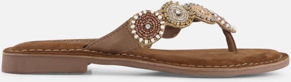 Lazamani Slippers beige Leer