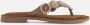 Lazamani Leren versierde teenslipper Beige Leer Teenslippers Dames - Thumbnail 3