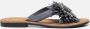 Lazamani Dames Slippers 33.506 Black Flower Zwart Leer LA33506black - Thumbnail 2