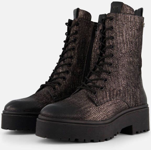 Lazamani Metallic Veterboots grijs Leer