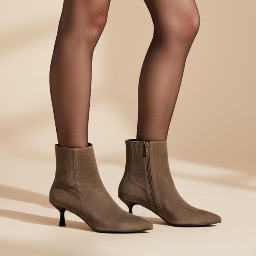 Linea zeta enkellaarzen met hak taupe - Foto 2