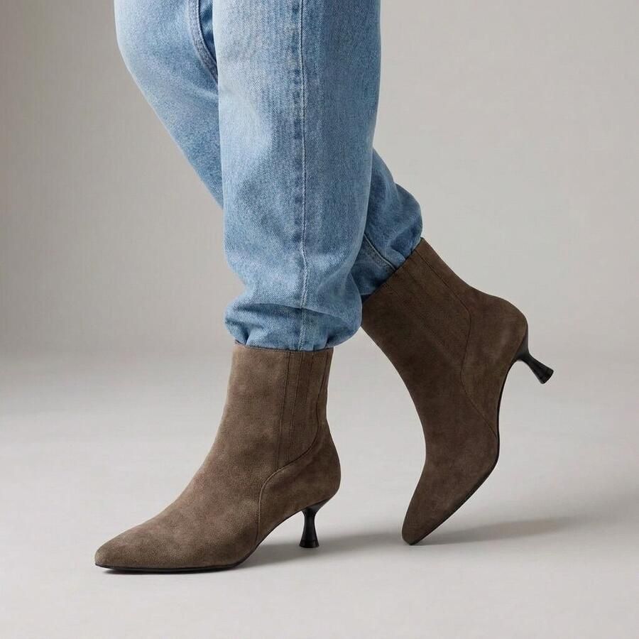 Linea zeta enkellaarzen met hak taupe