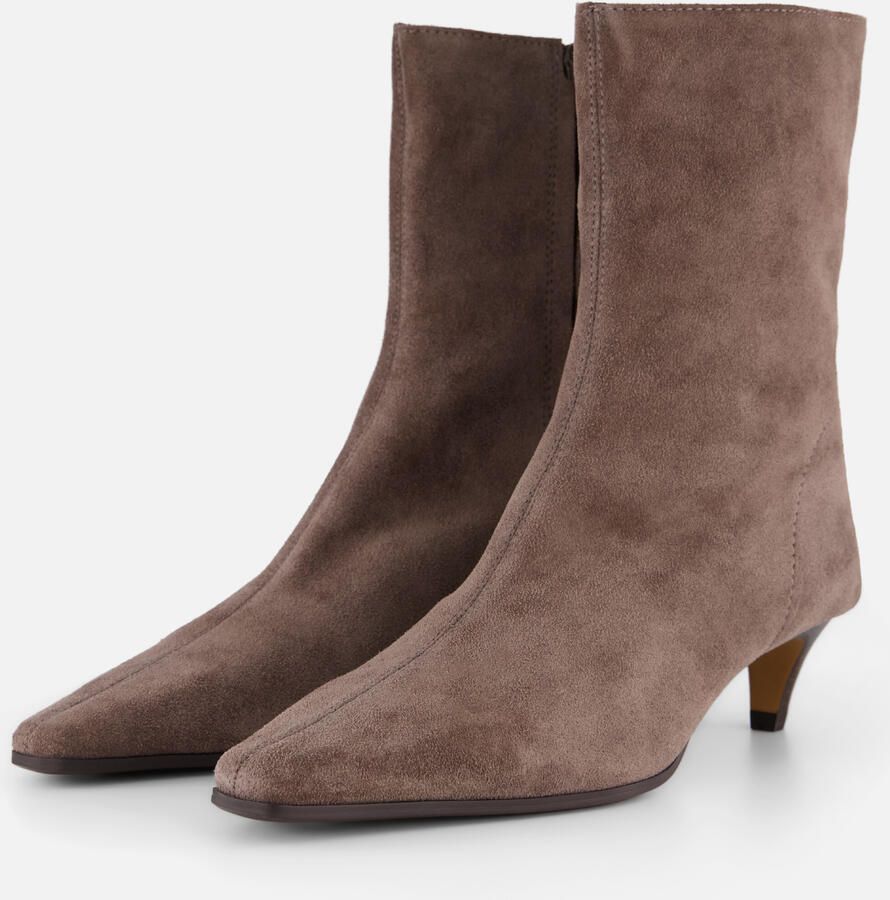 Linea Zeta enkellaarzen met hak taupe