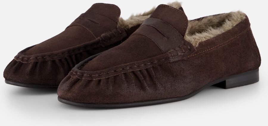 Linea zeta Instappers donker bruin Suede