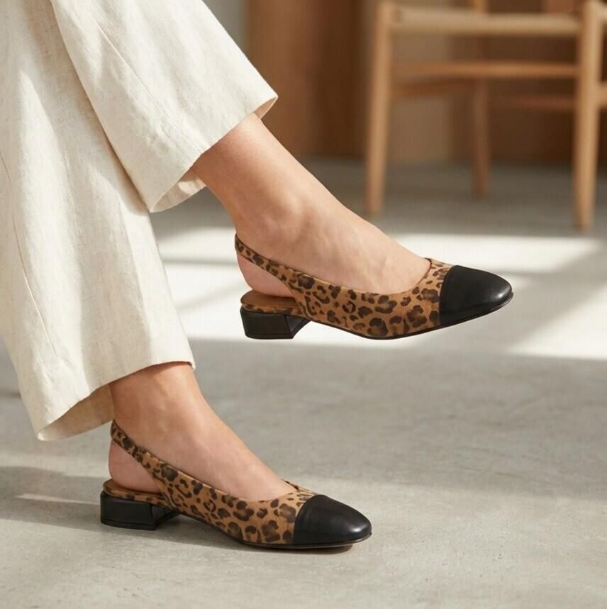 Linea Zeta Leopard Slingbacks zwart Leer