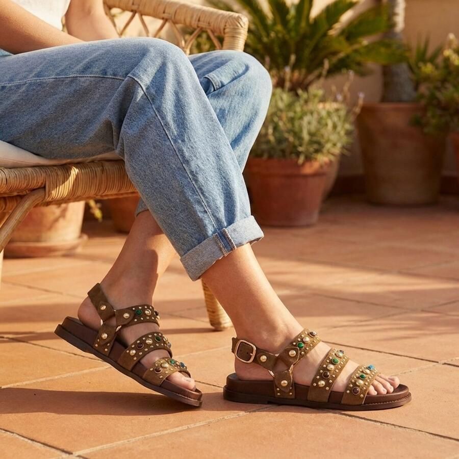 Linea Zeta Sandalen bruin Leer