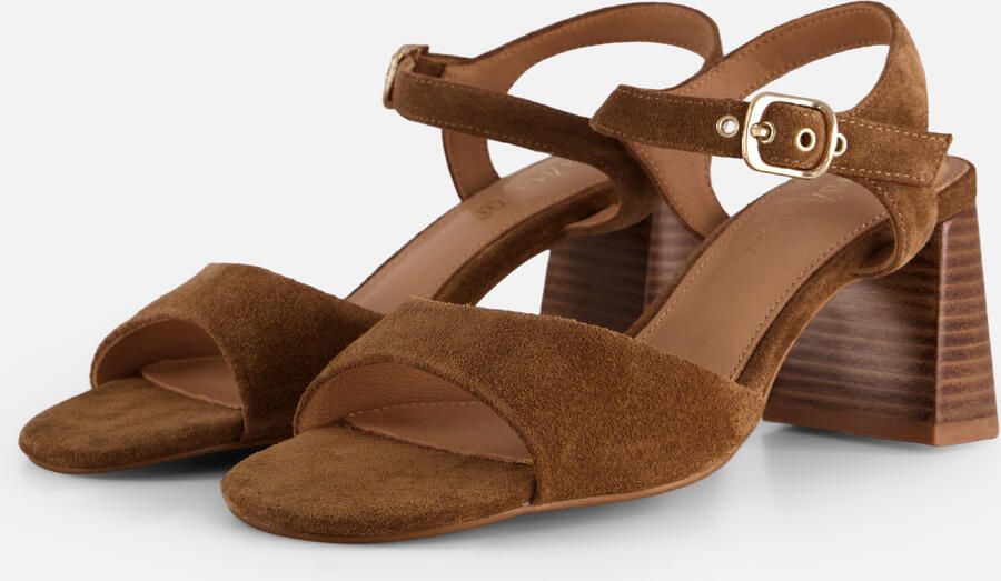 Linea Zeta sandalen met hak cognac Suède