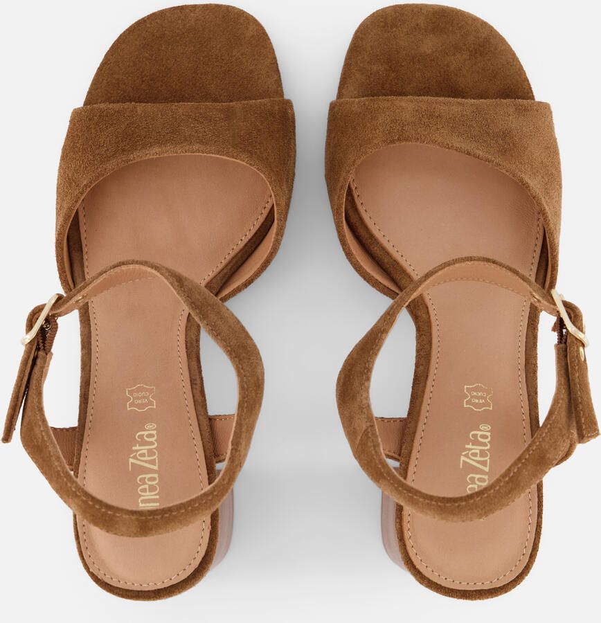 Linea Zeta sandalen met hak cognac Suède - Foto 3