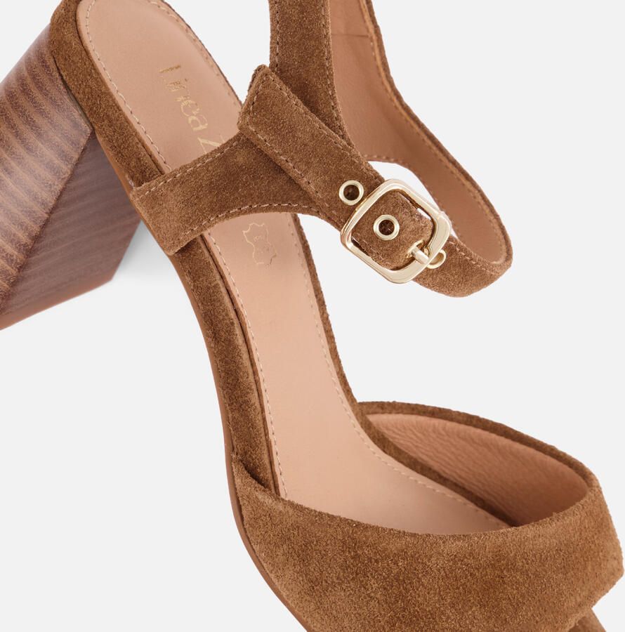 Linea Zeta sandalen met hak cognac Suède - Foto 2