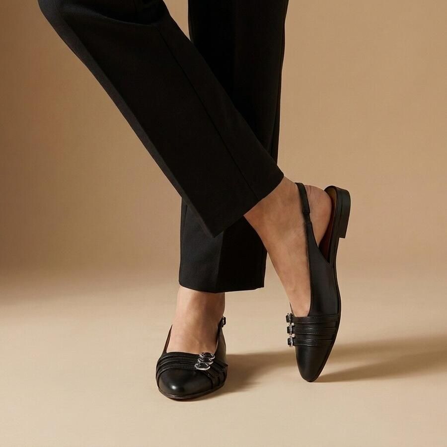 Linea Zeta Slingback Instappers zwart Leer