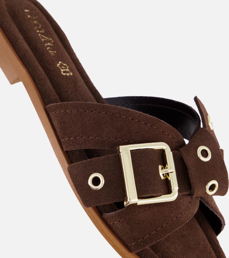 Linea zeta Slippers bruin Suède - Foto 3