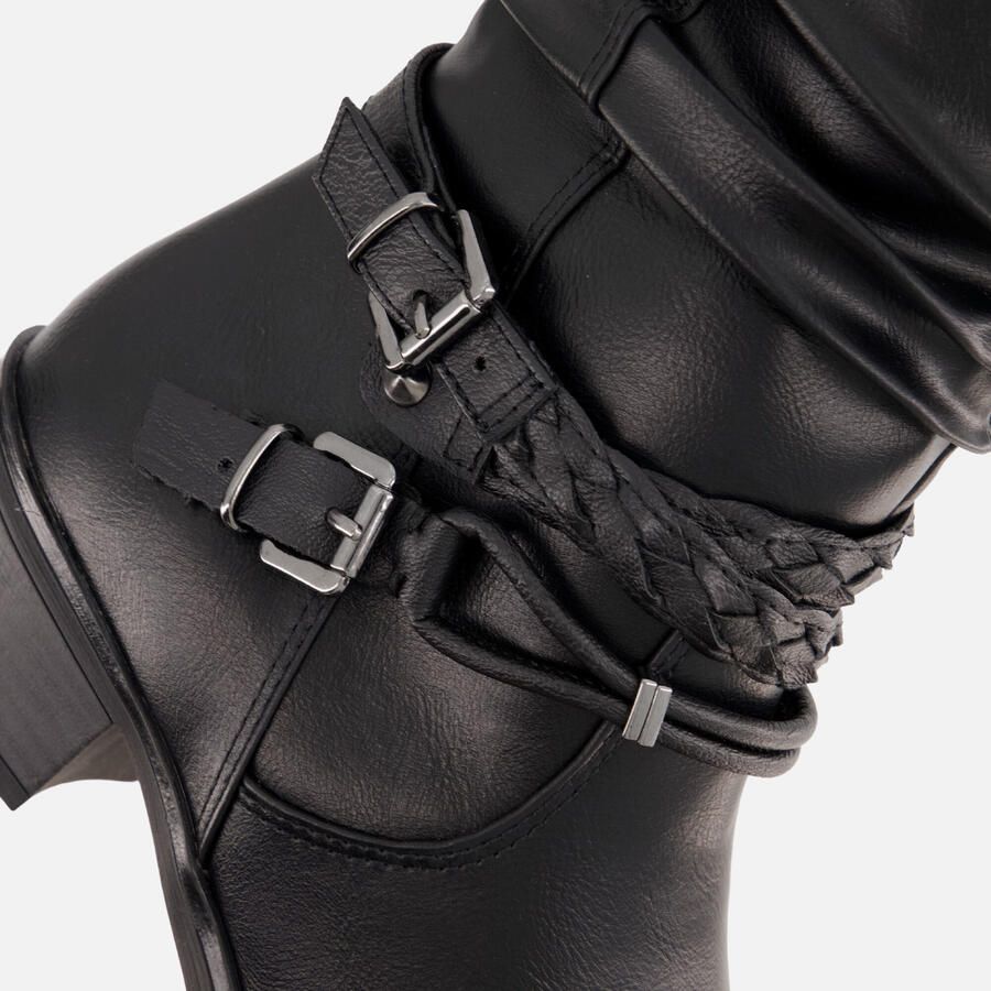 Marco Tozzi Cowboy laars blokhak korte laarzen westernlaarsjes met gevlochten decoratieve bandjes