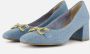 Marco Tozzi Pumps avondschoen feestelijke schoen blokhak met gouden sierketting - Thumbnail 1