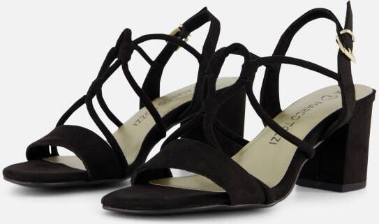 Marco tozzi Zwarte Suède Sandalette met Unieke Bandjes Black Dames