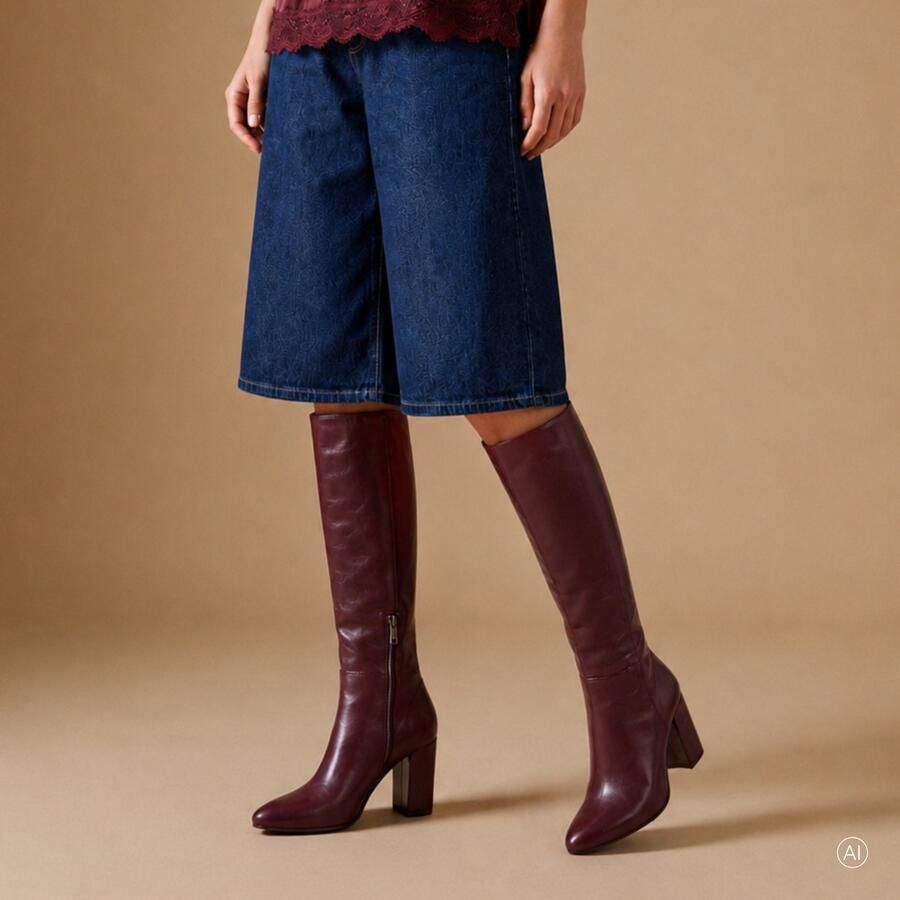 Mexx Krystal Indy imitatieleren laarzen met blokhak en dierenprint bordeaux - Foto 5