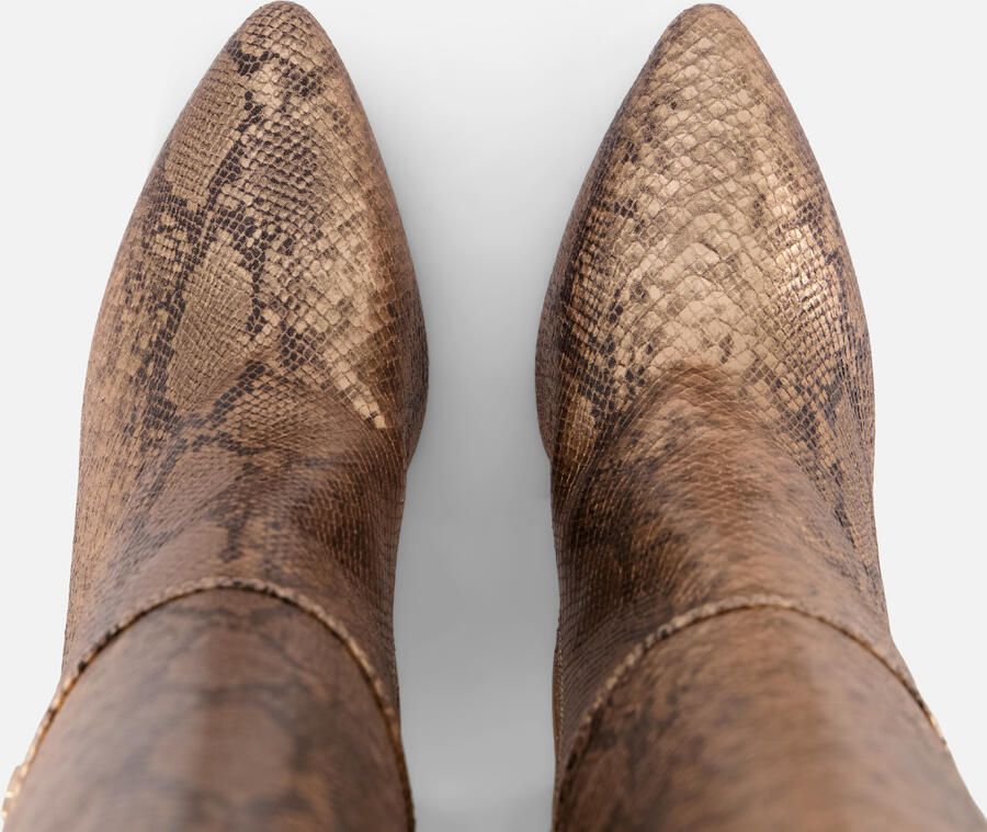 Mexx Krystal Indy imitatieleren laarzen met blokhak en dierenprint goud - Foto 10