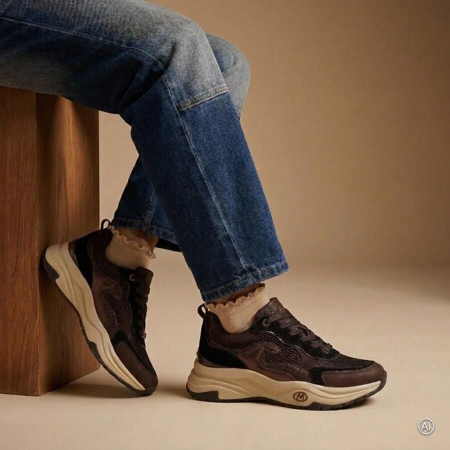 Mexx Palma Ora chunky imitatieleren sneakers bruin zwart - Foto 12