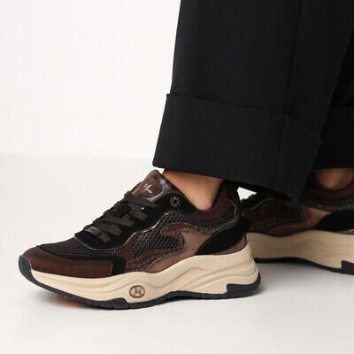 Mexx Palma Ora chunky imitatieleren sneakers bruin zwart - Foto 4