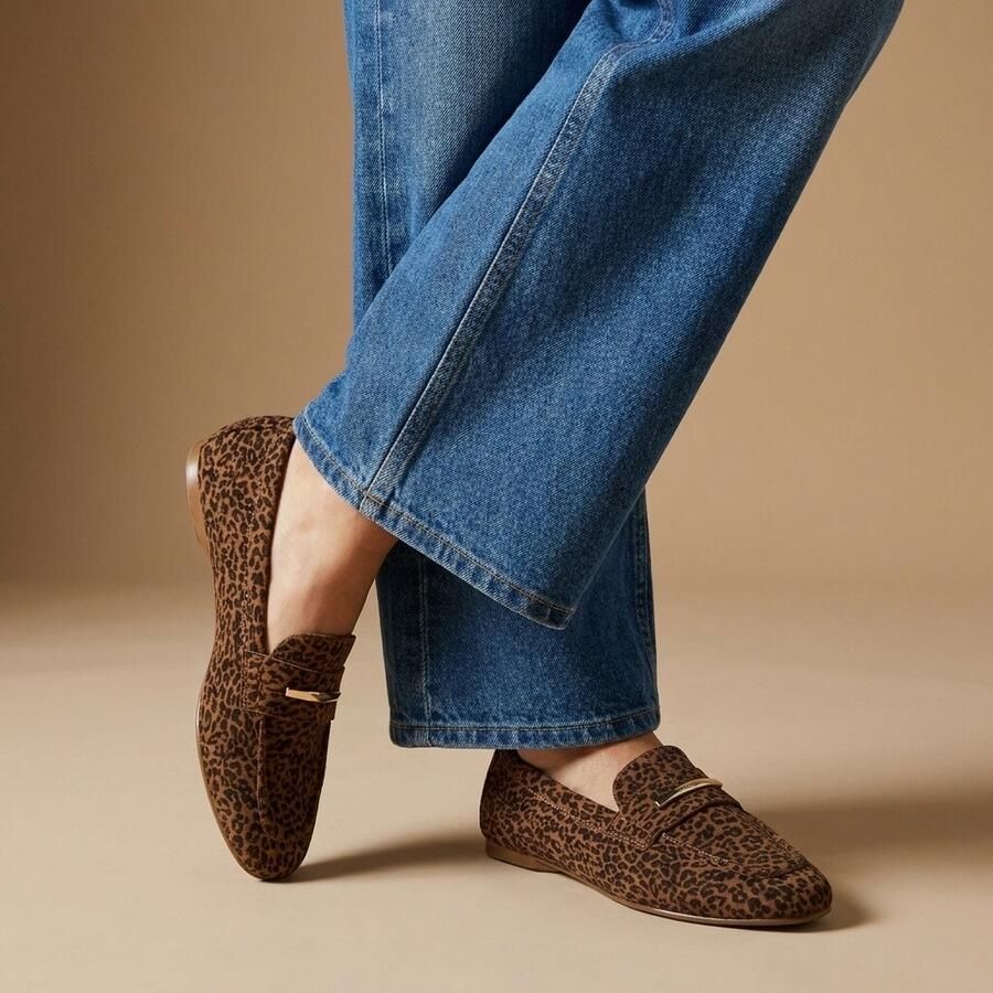 Mexx Ravina Lemon loafers met panterprint cognac zwart - Foto 4