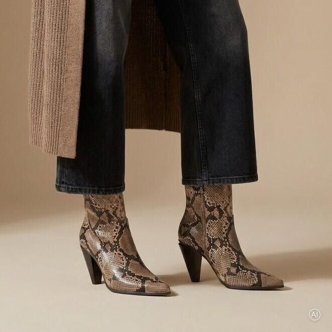 Mexx Valinda Teti Enkellaarzen Met Hak Snake beige