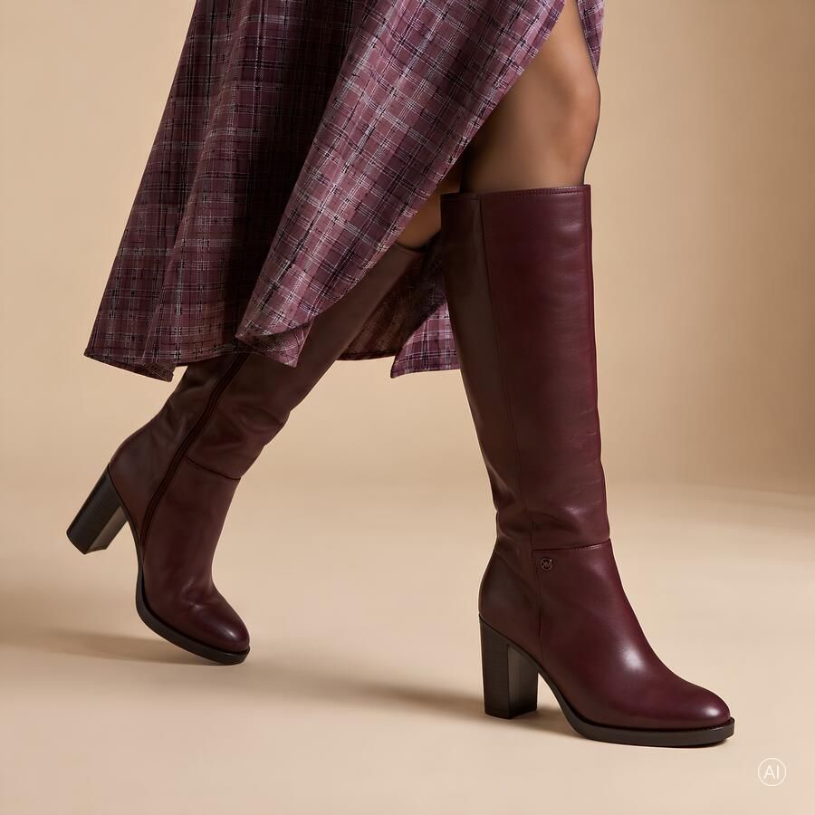 Mexx VINITA TEAGU Hoge Laars met Hak-Burgundy Rood - Foto 7