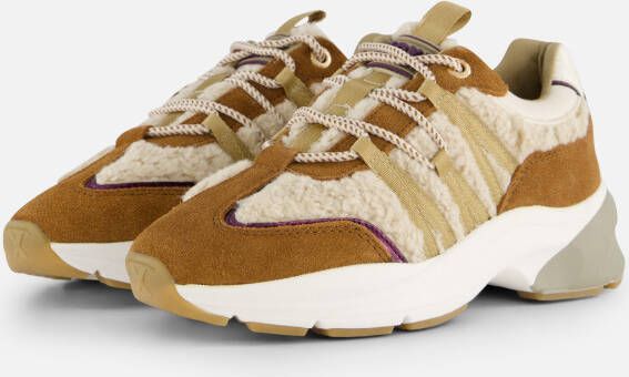 Mexx Moana chunky suède met teddy sneakerrs ecru cognac - Foto 3