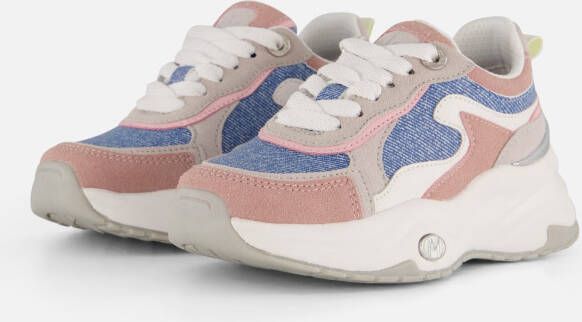 Mexx Kids XX825100-770 Meisjes Lage Sneakers Roze Blauw Leer Veters