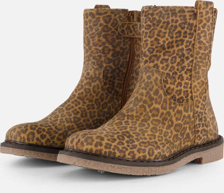 Muyters Leopard Enkellaarsjes bruin Suede Kinderschoenen