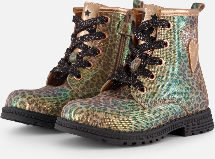 Muyters Leopard Veterboots goud Leer Kinderschoenen
