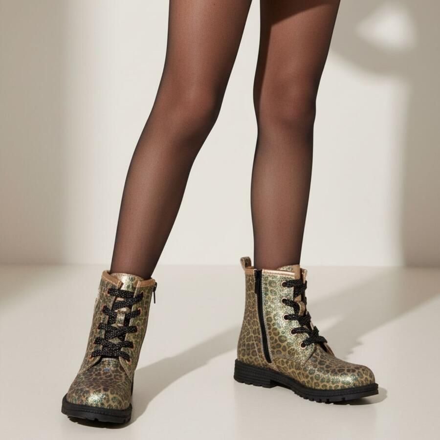 Muyters Leopard Veterboots goud Leer Kinderschoenen - Foto 2