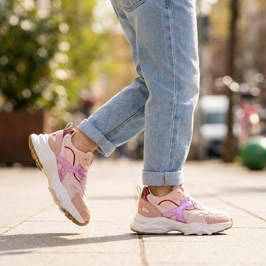 Muyters Sneakers Combi paars Suede Kinderschoenen