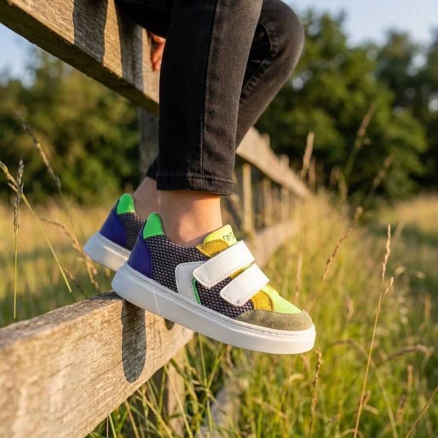 Muyters Velcro Sneakers groen Leer Kinderschoenen