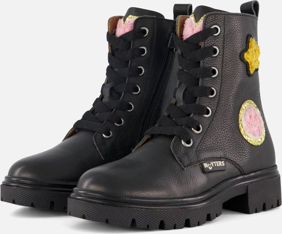 Muyters Veterboots zwart Leer Kinderschoenen
