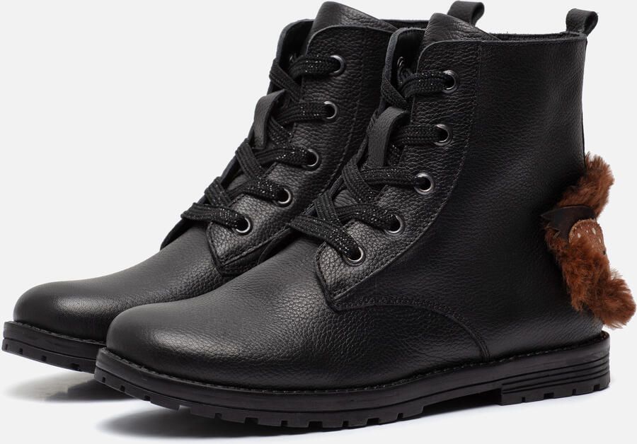 Muyters Veterboots zwart Leer Kinderschoenen