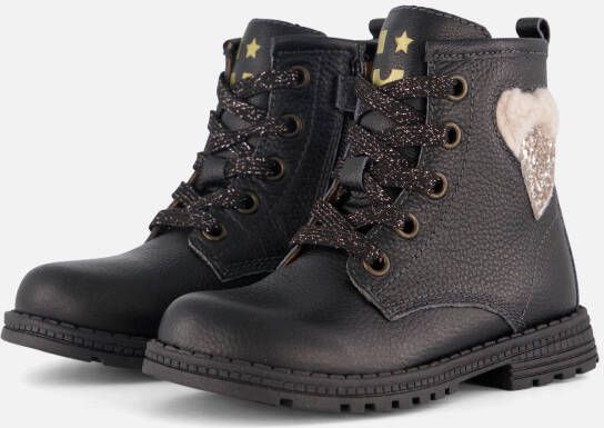 Muyters Veterboots zwart Leer Kinderschoenen