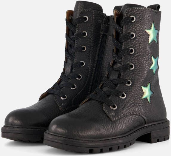 Muyters Veterboots zwart Leer Kinderschoenen