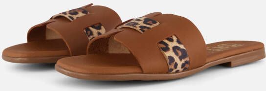Oh My Sandals Leopard Slippers goud Leer