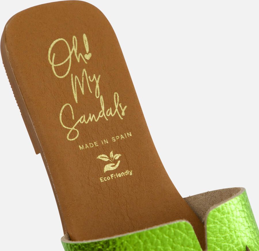 OH MY SANDALS Amira Slippers groen Leer Dames - Foto 2