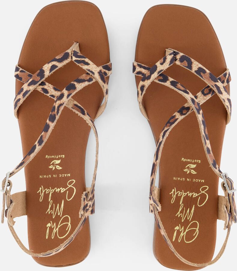 OH MY SANDALS Leopard Sandalen beige Leer Dames - Foto 3