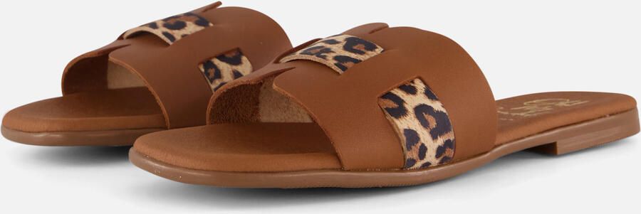 OH MY SANDALS Leopard Slippers goud Leer Dames - Foto 6