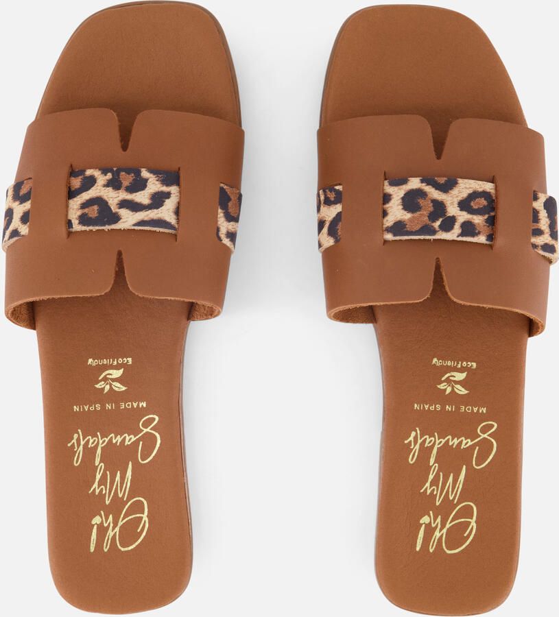 OH MY SANDALS Leopard Slippers goud Leer Dames - Foto 4
