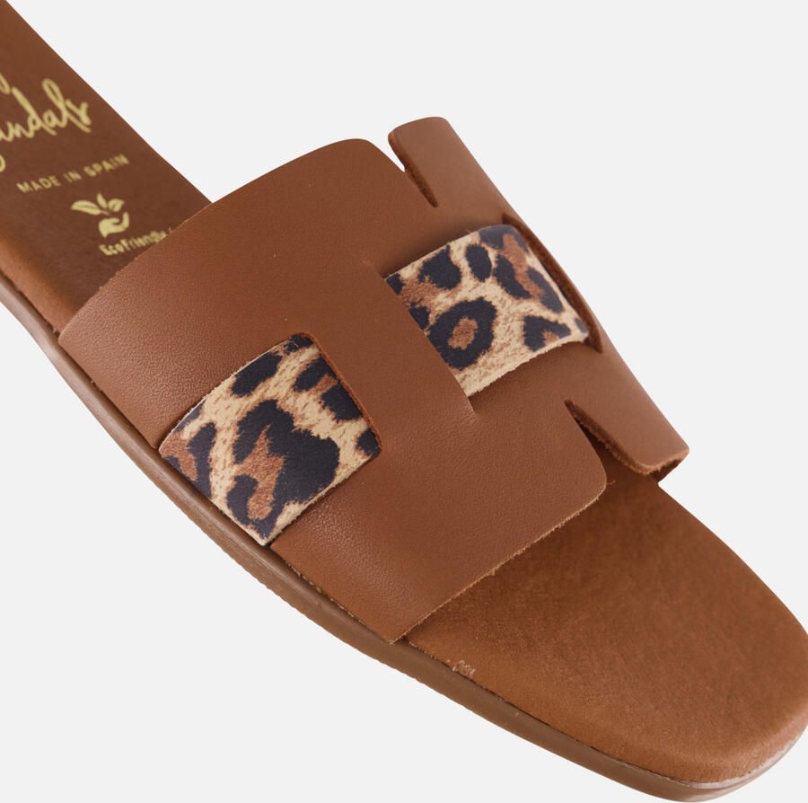 OH MY SANDALS Leopard Slippers goud Leer Dames - Foto 3