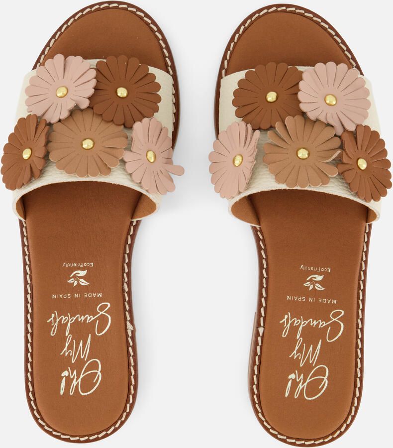 OH MY SANDALS Slippers beige Leer - Foto 3